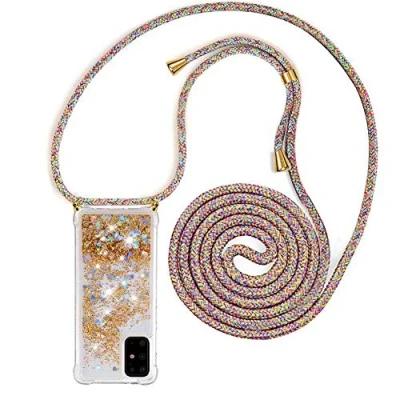 Immagine di YuhooTech Custodia con Cordino per Samsung Galaxy S20 Plus, Liquid Quicksand Cover Collana Practical Stylish, Trasparente Silicone Glitter Liquido Antiscivolo Case Cellulare Girocollo