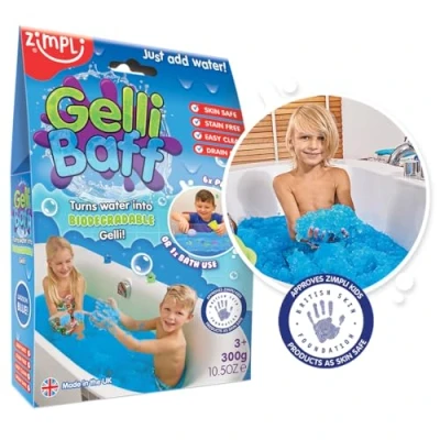 Immagine di Gelli Baff Blu,1 Bagno o 6 Usi di Gioco Zimpli Kids,Trasforma Magicamente l&#039;acqua in una sostanza densa e colorata,Giocattolo Sensoriale per Vasca da Bambini,Tascabile,Gioco