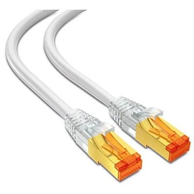 Immagine di mumbi 23541 Cat.7 S/FTP Cavo di Rete Grezzo LAN Ethernet Patch con connettori RJ 45 15.0m, Bianco (1x)