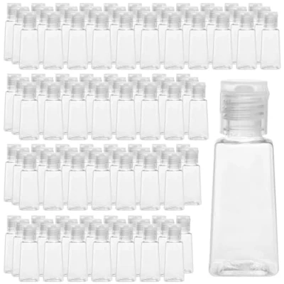 Immagine di PINGEUI 120 bottigliette da viaggio in plastica trasparente 30 ml, piccole bottiglie trasparenti con tappo a scatto, vuote per viaggi, cosmetici, prodotti il trucco