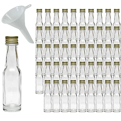 Immagine di mikken 50 mini bottiglie di vetro da 20 ml con tappo a vite incluso imbuto