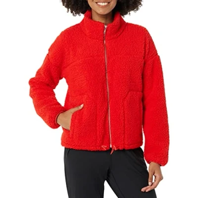 Immagine di Amazon Essentials Giacca in Pile e Sherpa con Zip a Tutta Lunghezza Donna, Rosso Papavero, S
