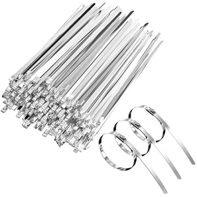 Immagine di Gvolatee 100 pezzi Fascette in Inox 200mm,Fermacavo Metalliche Autobloccanti Temperatura Resistenza Corrosione,Stringicavo Fermacavi per Fasci Cavi,Manutenzione del Giardino e Tende Sole
