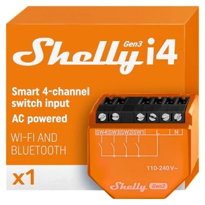 Immagine di Shelly i4 Gen3 Controller intelligente Wi Fi con 4 ingressi digitali Relay Domotica Funziona Alexa App iOS Android Nessun hub richiesto