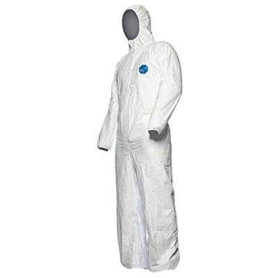 Immagine di 25 pezzi. DuPont Tyvek 500 Xpert Tuta protettiva agenti chimici con cappuccio, categoria III, tipo 5 B e 6 B, resistente leggera, L, bianco,