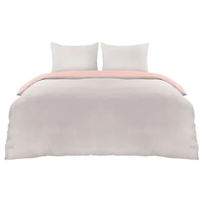 Immagine di Utopia Bedding Copripiumino Una Piazza e Mezza Microfibra 200x200cm + Federe 80x80cm Grigio/Rosa