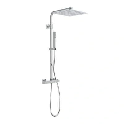 Immagine di SCHÜTTE 60049 Sistema Pioggia con termostato e Supporto a Parete, 30 x cm, soffione Acciaio Inox, Set Rubinetto, Asta Doccia doccetta, Cromato, Cromo