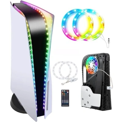 Immagine di Striscia Led Rgb Per Console PS 5, 7 Colori Accessori Decorativi Effetti Multipli Strisce Luminose A Nastro Flessibile P5/Slim Con Telecomando Ir