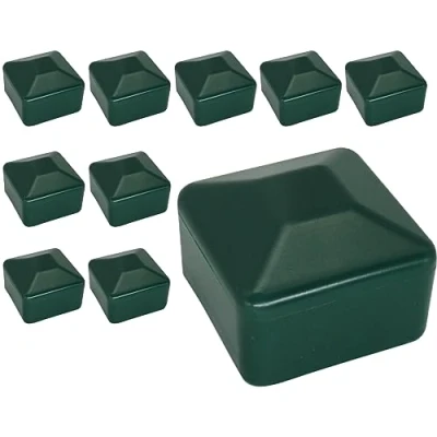 Immagine di SKIR&#039;CO (10 pezzi) Tappi per pali di recinzione, quadrati 40 x mm in plastica verde colore muschio RAL 6005