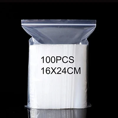 Immagine di 100 Bustine Trasparenti Richiudibili, Sacchetti Alimenti Ermetiche Piccole,Sacchetti Plastica Trasparente con Zip Ispessimento e Resistente 16x24cm