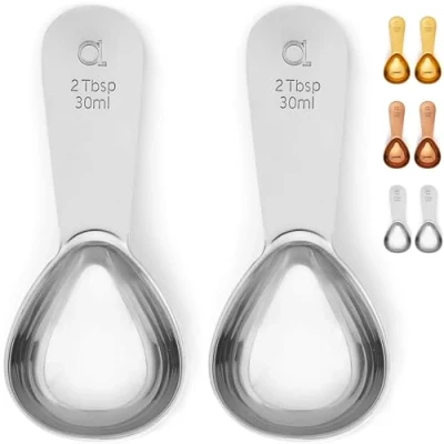 Immagine di Cucchiaio Dosatore per caffè (Set da 2) by Apace 2 Cucchiai 30 ml I Migliori Misurini in Acciaio Inox caffè, tè e Molto Altro (2 Pezzi, Silver)