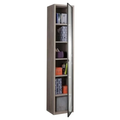 Immagine di Composad Libreria Alta della Linea DISEGNO Con 1 Anta in Vetro e 5 Ripiani Regolabili, Scaffale Colonna, (LxAxP) 44x217,50x35,70 cm, Colore Rovere Sonoma, Studio, Soggiorno, Made Italy