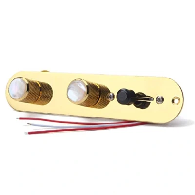 Immagine di Alnicov Piastra di controllo completamente caricata pre cablata a 3 vie con cablaggio per chitarra elettrica Fender Tele Telecaster, oro