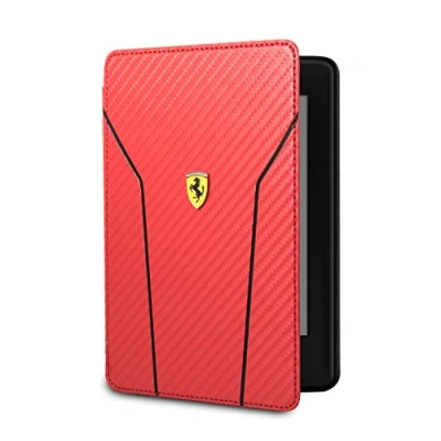 Immagine di Ferrari Custodia per Kindle Paperwhite, modello Carbon, con attivazione/spegnimento automatici, Rosso non compatibile la versione del 2018 (10ª generazione)