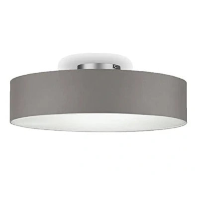 Immagine di meineWunschleuchte Plafoniera rotonda senza tempo con paralume in tessuto marrone e grigio, Ø 60 cm, copertura satinata per un ambiente di luce antiriflesso