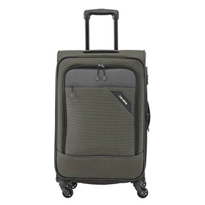 Immagine di Paklite Valigia a 4 Ruote Morbide Dimensione S con Piega ad Espansione e Serratura TSA, Serie Derby: Elegante Trolley in Look Bicolore, 55 cm, 41 L