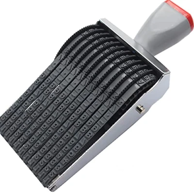 Immagine di zeng Rubber Number Stamp, 10 cifre Numero &amp; 26 lettere inglesi Rolling Changeable adatto per il timbro di data, francobolli aziendali, formato stampa 60 x 4.5mm,grigio nero