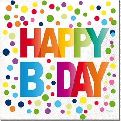 Immagine di Tovaglioli Happy Bday a pois 33 x cm 20 pezzi