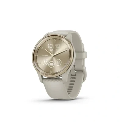 Immagine di Garmin vívomove Trend, Smartwatch ibrido, Cassa 40mm, Touchscreen LCD e Lancette, Notifiche, Pay, Cardio, SpO2, GPS connesso, Monitoraggio 24/7, Sleep Score (Cream Gold &amp; French Grey)