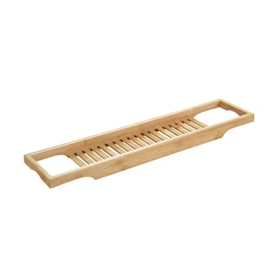 Immagine di WENKO Vassoio per vasca da bagno Bambusa in bambù di alta qualità, con pratico spazio riporre utensili bagno, ampio inserto 70 x 4,5 16 cm, colore naturale
