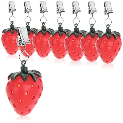 Immagine di com four® 8X Pesi per tovaglie Resistenti alle intemperie con Clip tovaglia Design a Fragola ca. 40 gr (8 Pezzi 40g)