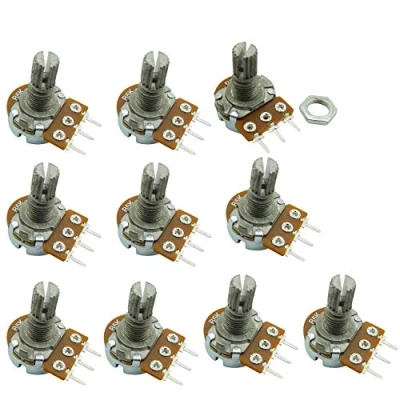 Immagine di Aihasd 10PCS B5K 5K Ohm Registrazione Singolo Lineare Rotante rastremazione potenziometro Albero 15mm