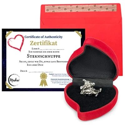 Immagine di Makai Stella Cadente In Meteorite Autentica Con Certificato Di Autenticità Confezione Regalo Biglietto Individuale Personalizzabile Dedica (Scatola A Cuore Personalizzabile)