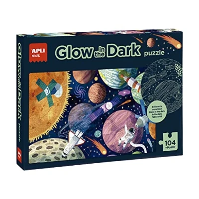 Immagine di Apli kids 18812 Puzzle fluorescente Glow in the Dark Modello Sistema Solare Effetto Neon, brilla al buio 104 pezzi dimensioni 5 x cm, Colore colorato, único,