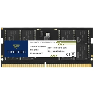 Immagine di Timetec Modulo di memoria RAM DDR5 4800 MHz PC5 38400 Unbuffered Non ECC 1.1V CL40 2Rx8 Dual Rank 262Pin SODIMM Laptop Upgrade (32GB)