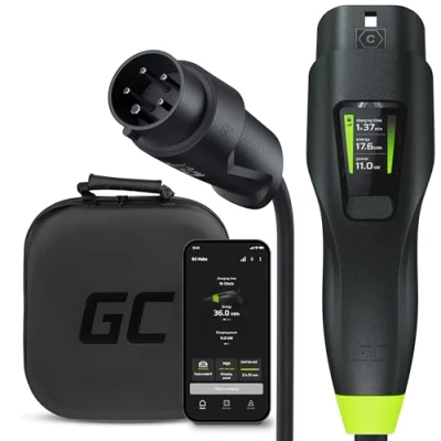 Immagine di Green Cell Habu Caricabatterie EV Portatile Wallbox 11kW 7m Tipo 2 a CEE 16A 5 Poli con GC App Cavo di Ricarica para Veicoli Elettrici Model 3, Y, S, X, 500e, e 208, ID.4, ID.5, EV6