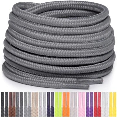 Immagine di Miscly Lacci Rotondi per Scarpe, Sneaker e Stivali, Disponibili in Diverse Lunghezze Colori (Grigio, 183 cm)