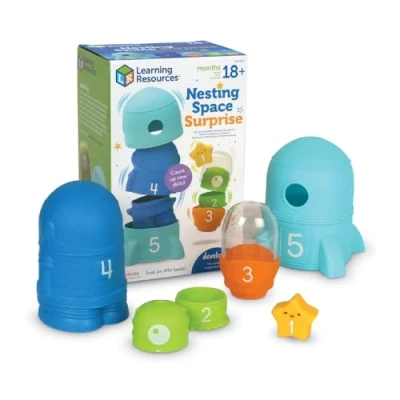 Immagine di Learning Resources Sorpresa e Incastro nello Spazio, età 18 Mesi+, attività prescolare, l&#039;apprendimento dei Bambini, Montessori, Giocattoli per nidificare, Medium, LER6377