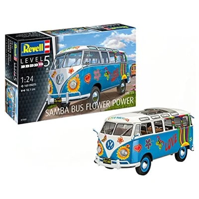 Immagine di Revell 07050 Modellino Auto 1: 24 Volkswagen VW T1 Bulli Samba Bus Flower Power in Scala 24, Level 5, orgin nachbildung ricche di alghe con Molti Dettagli
