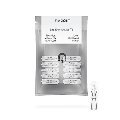 Immagine di Magnet Pack 10 lampadine alogene a cuneo 12V 1.2W T5 w2x4.6d Cruscotto Auto e Moto