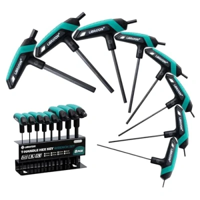 Immagine di LIBRATON Set di Chiavi Esagonali con Impugnatura a T, Brugola Metriche, T da 2 10mm, Chiave Esagonale per Fai Te, Riparazione Bici, 8 Pezzi Rack Stoccaggio