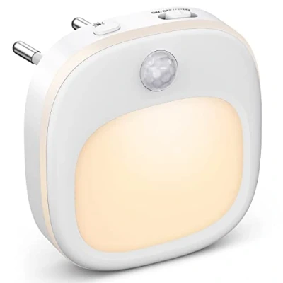 Immagine di Luce Notturna Bambini LED, 5 Dimming con 3 modalità (Calda/Fredda/Mista), da Presa Sensore di Movimento/di Luce, per Cameretta, Camera Letto, scale, Corridoio