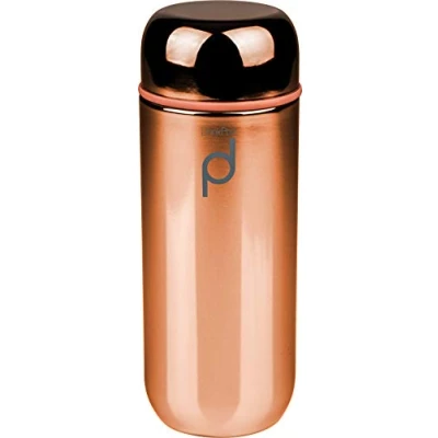 Immagine di DrinkPod Borraccia riutilizzabile a capsula con corpo in acciaio inox parete sottovuoto, mantiene le bevande calde/fredde per 6 ore, finitura rame metallizzato da 200 ml/0,2 L caffè, tè,