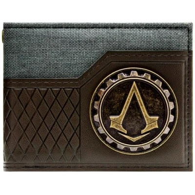 Immagine di Lineage Assassin&#039;s Creed Syndicate Rivoluzione Emblema Di Ingranaggio Portafoglio/Portamonete Bi Fold ID &amp; Porta Carte, Marrone