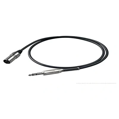 Immagine di Proel BULK230LU3 Cavo audio professionale bilanciato con connessioni Jack Stereo 6.3 mm a Cannon XLR 3P Maschio 3mt., Nero