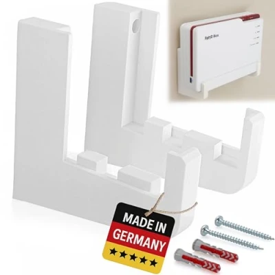 Immagine di supporto da parete per AVM Fritz!Box 5690 Pro Robusto in plastica Fritzbox Fiber Router, bianco Made Germany