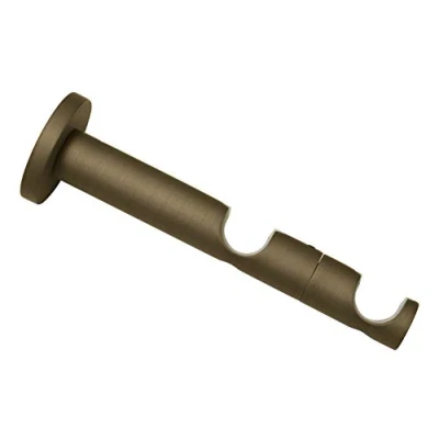 Immagine di Gardinia Supporto Combinato Doppio con Base bastoni per Tende, 2 binari, Aperto, incl. Materiale di Montaggio, Linea Kira, Ø 19 mm, Metallo, Cappuccino, 9/6 cm