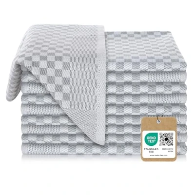 Immagine di Vaily Set di 10 strofinacci alta qualità, in 100% cotone, super assorbenti, certificati Oeko TEX, 70 x 45 cm, grigio