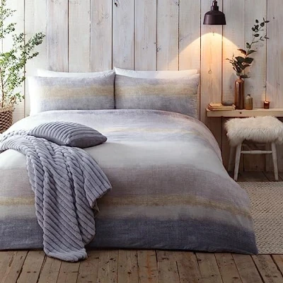 Immagine di Appletree Hygge Anson Set copripiumino in 100% cotone spazzolato, per letto singolo, colore: grigio