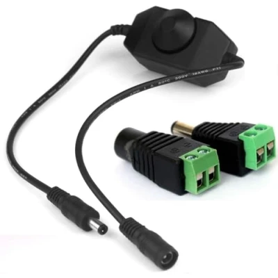 Immagine di Taikuwu Controller LED dimmerabile 12 V 6 A regolatore regolabile per striscia monocolore 3528 5050 con jack adattatore CC, nero