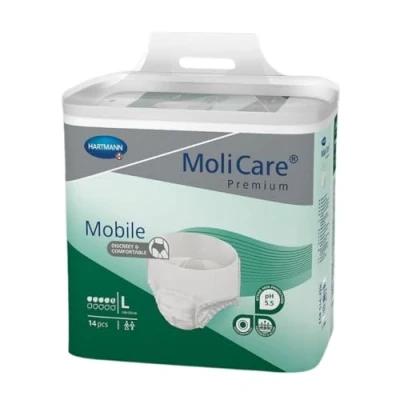 Immagine di MoliCare Premium Mobile Mutandine usa e getta per donne uomini con incontinenza, 5 gocce, taglia L, confezione da 14