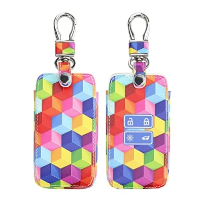 Immagine di kwmobile Coprichiave Compatibile con Renault 4 tasti Smart Key (solo Keyless Go) Cover Chiave Guscio Protettivo Copri Telecomando Auto Similpelle Cubo Arcobaleno