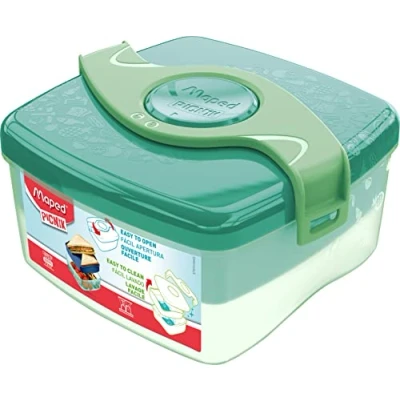 Immagine di Maped Picnik Contenitore per pranzo Origins bambini, apertura facile, 2 scomparti di cui 1 rimovibile, in plastica senza BPA e ftalati, verde, L