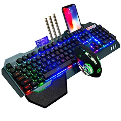 Immagine di Wireless 2,4 ghz tastiera ricaricabile set qwerty layout 3800 mAh batteria lunga durata unificante USB RECEIVER RAINBOW TASSICHE CAMER 2400DPI 7 Topi mouse