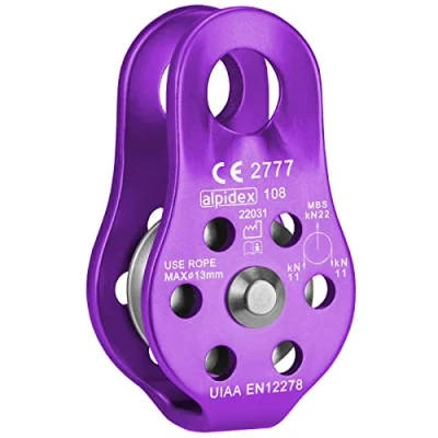 Immagine di ALPIDEX Carrucola Puleggia 22 KN Fix Pulley Blocco per Corde con Un Diametro Fino A 13 mm EN12278, Colore: Arancione