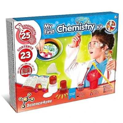 Immagine di Science4You First Chemistry Kit Set di scienze, Gioco scientifico, 25 esperienze e Libro educativo in 5 Lingue, Regalo Originale Bambine 8 9 10 11 Ann